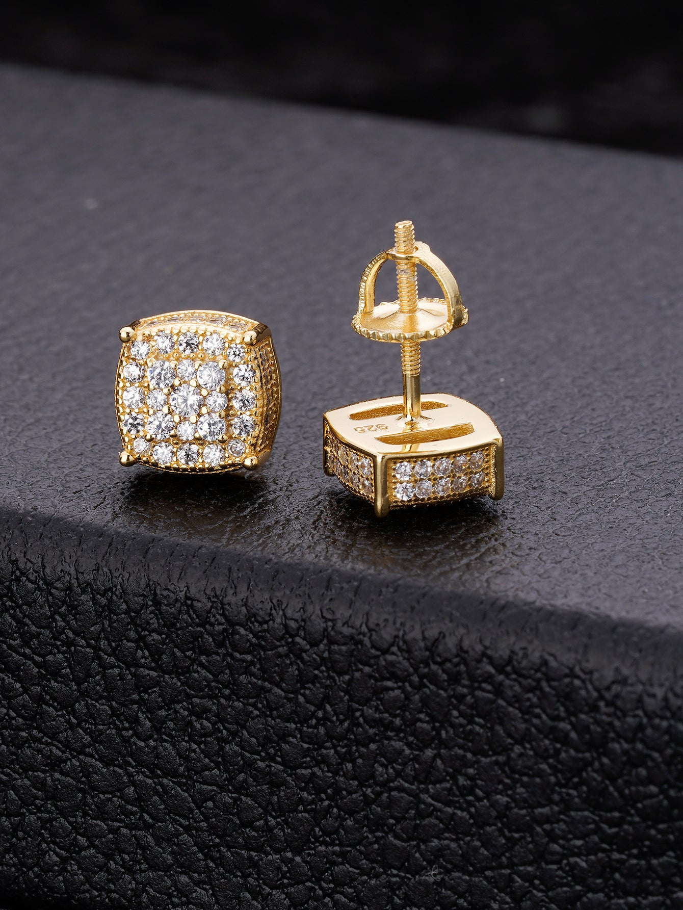 24K Gold Plated Iced Out Stud Earrings