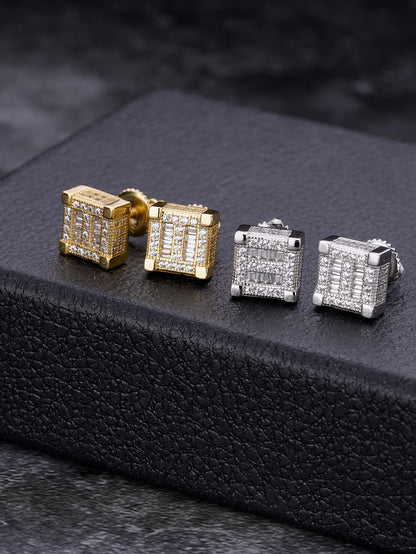 Iced out 14k Gold Stud Earrings