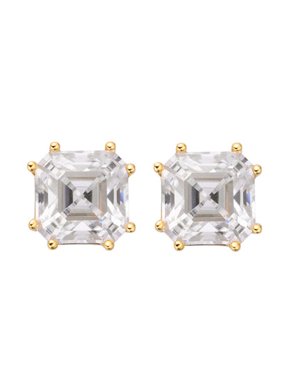 18K White Gold Plated Sterling Silver Zirconia Stud Earrings