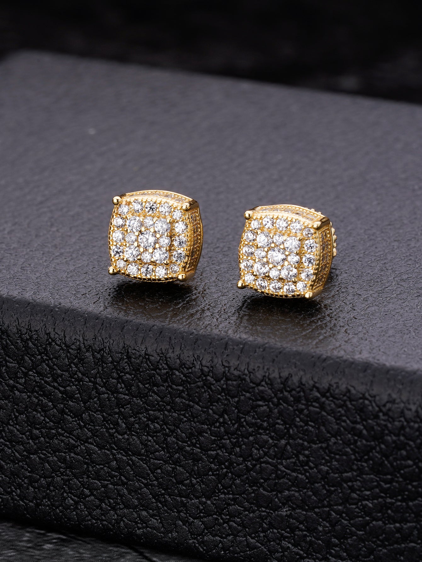 24K Gold Plated Iced Out Stud Earrings