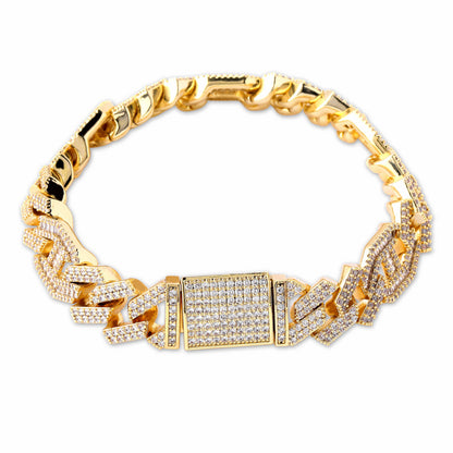 Full Zircon Hip Hop Cuban Chain Bracelet