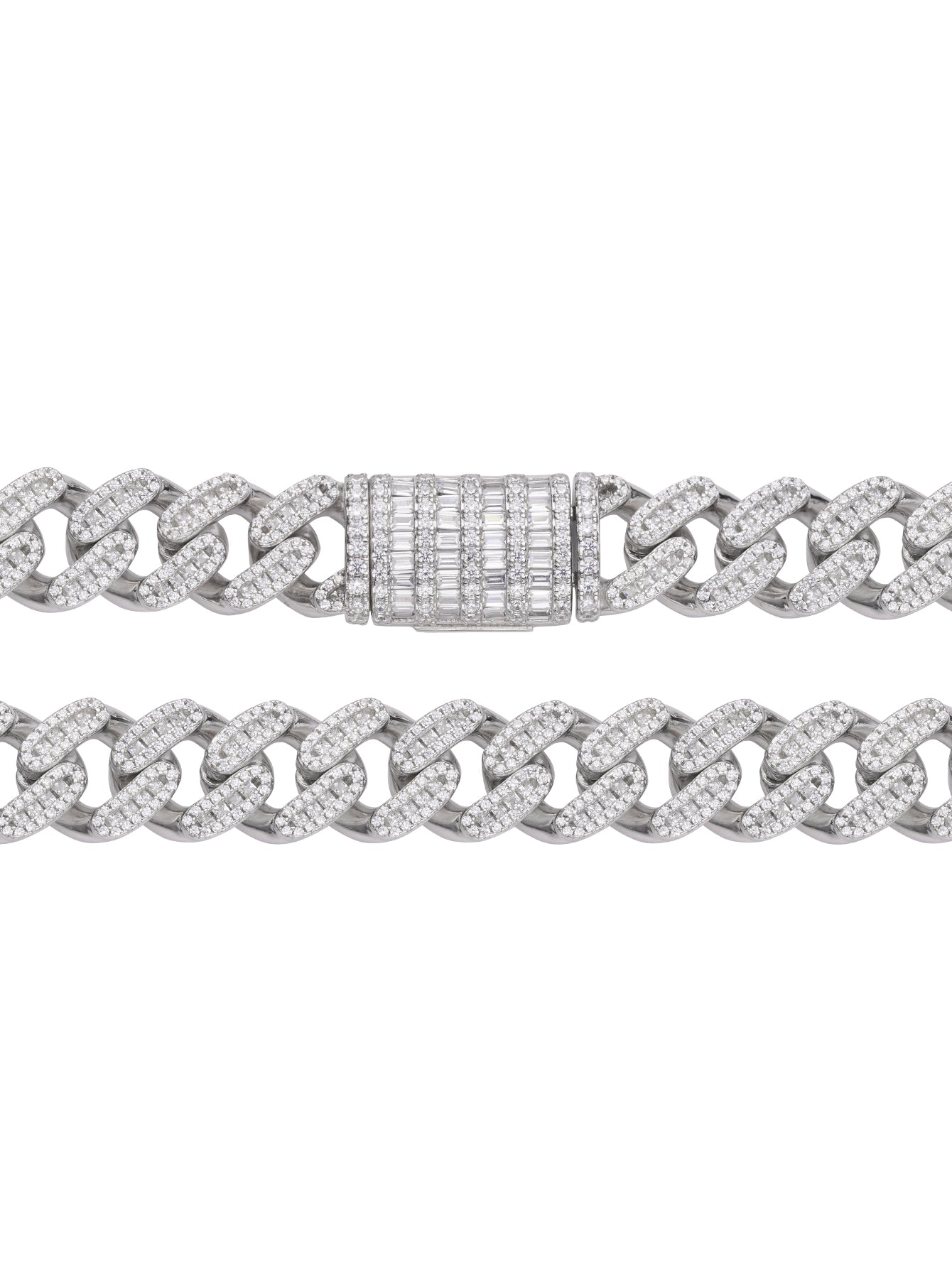 14mm Iced Out Cuban Link Chain White Gold Plated