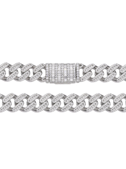 14mm Iced Out Cuban Link Chain White Gold Plated