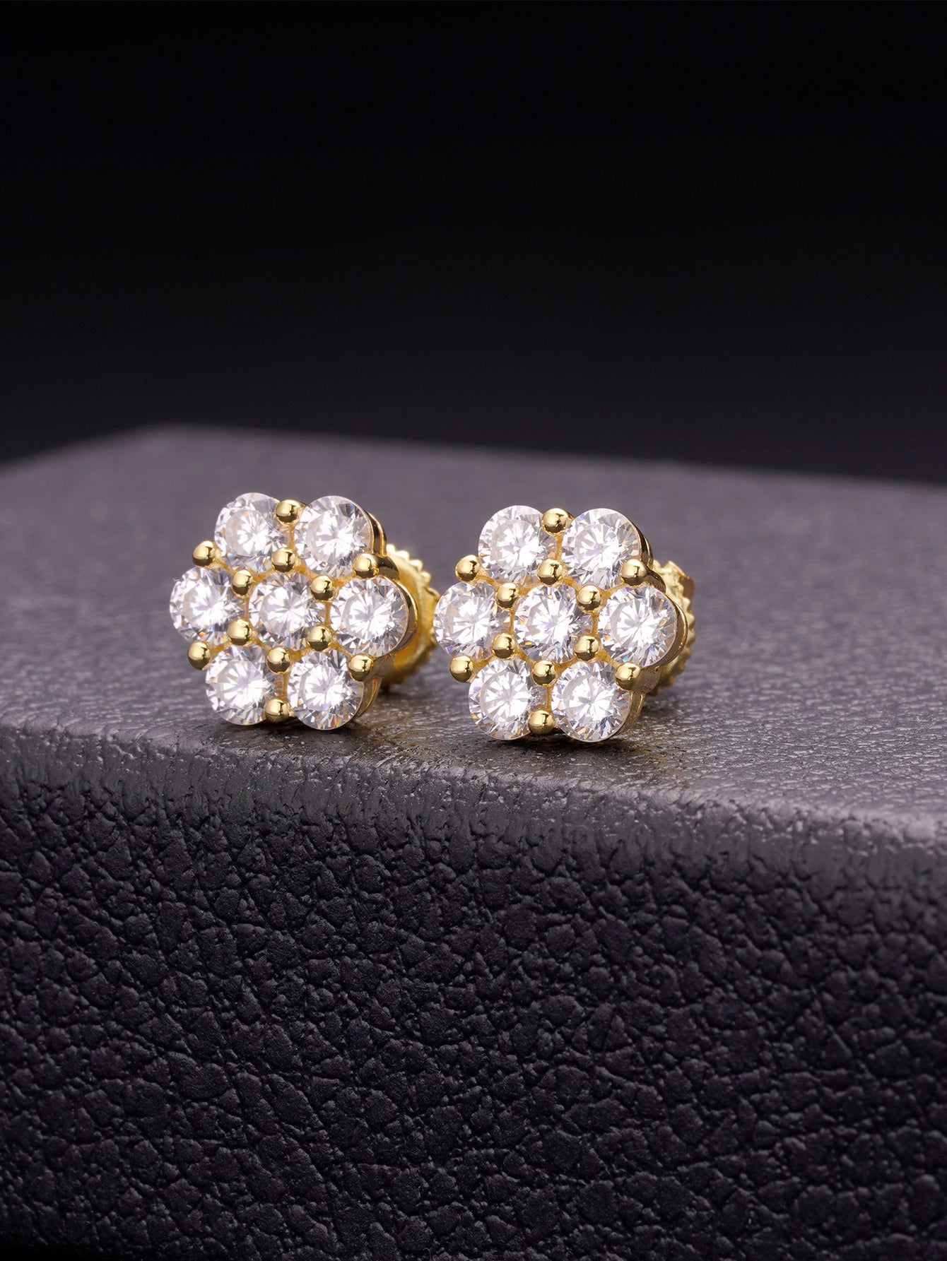 18K Gold Plated Diamond Stud Earrings