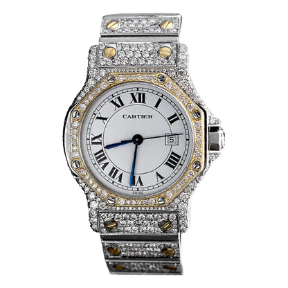 Cartier Santos Octagon 18k Gold and Steel Automatic Ladies Diamond Watch