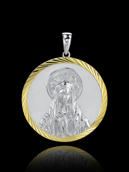 24K Gold Plated Mother Cameo Design Virgin Mary Pendant