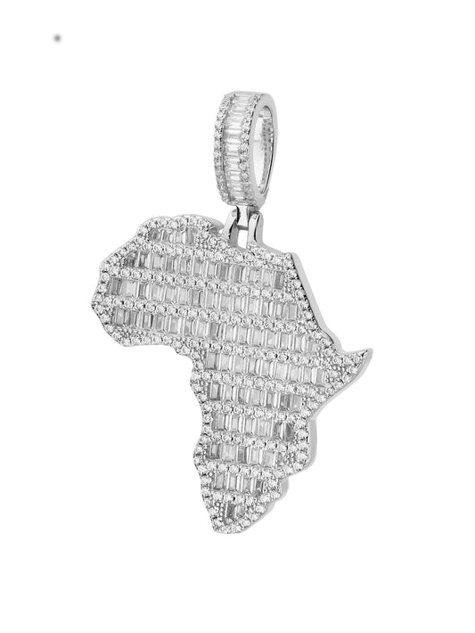 Iced Out Africa Map Pendant