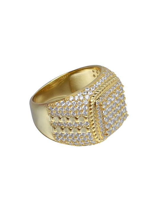 18K Gold Cluster Iced Out  Diamond Band  Ring