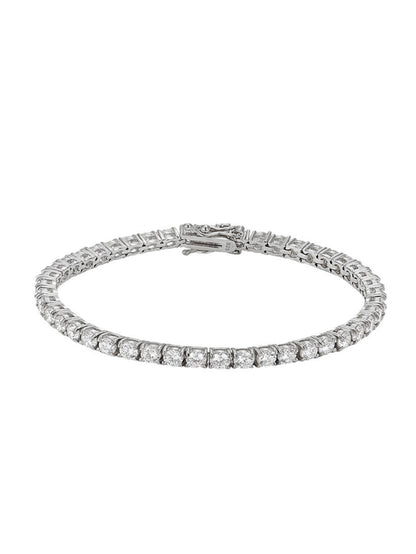 Moissanite Tennis Bracelet 3mm White Gold Plated 925 Silver D Color VVS1 Round Cut Moissanite Bracelets for Women Men Gift Birthday Anniversary 7.5/8.5 Inches