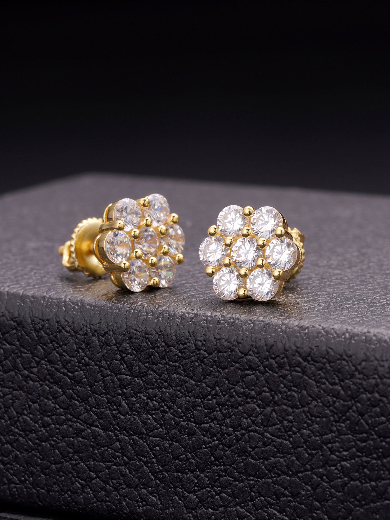 18K Gold Plated Diamond Stud Earrings