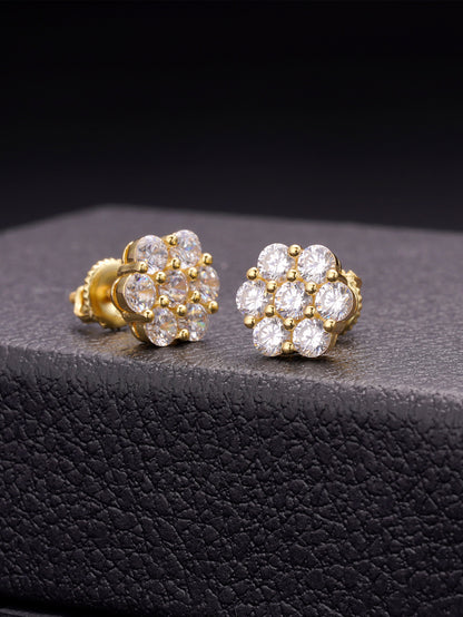 18K Gold Plated Diamond Stud Earrings