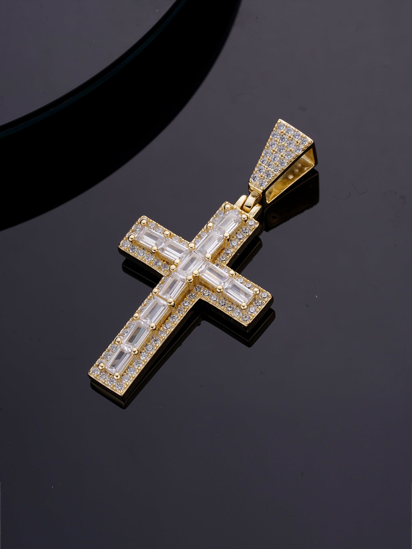 Cross Pendant Charm Iced Out Moissanite