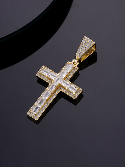 Cross Pendant Charm Iced Out Moissanite