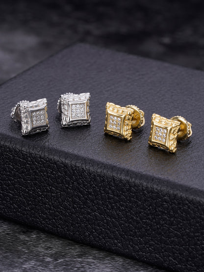 14K Gold Plated  Iced out  Stud Earrings