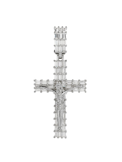 14k Gold Plated Iced Out Diamond Cross Jesus Pendant