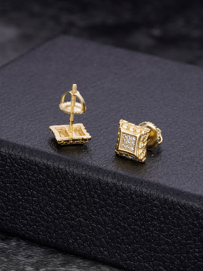 14K Gold Plated  Iced out  Stud Earrings