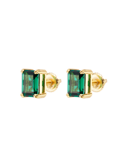 Emerald Cut Cubic Zirconia Diamond Stud Earrings