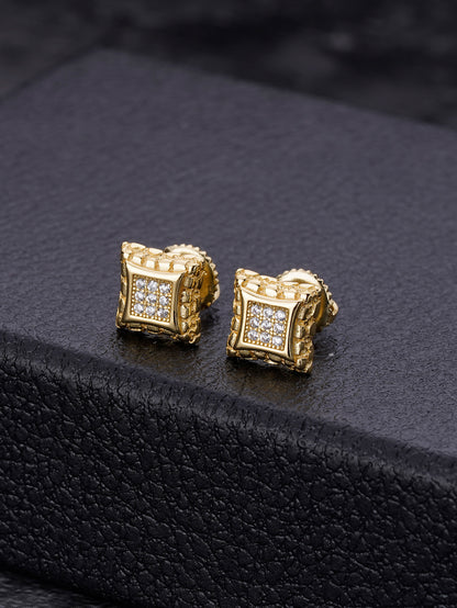 14K Gold Plated  Iced out  Stud Earrings