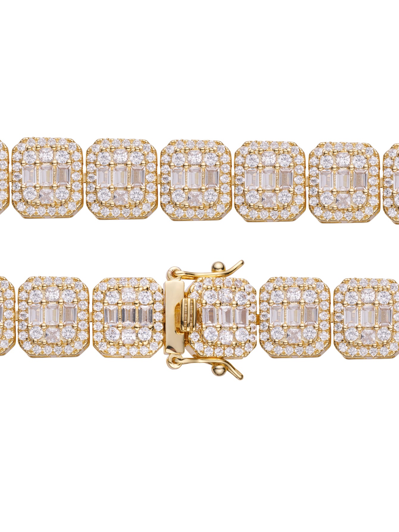 Bling Iced Out Bracelet Diamond  Baguette Cluster Tennis Bracelet