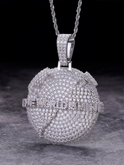 Iced Out the world is mine White Gold Plated pendant