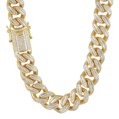 18K Gold Full Diamond Cuban Necklace