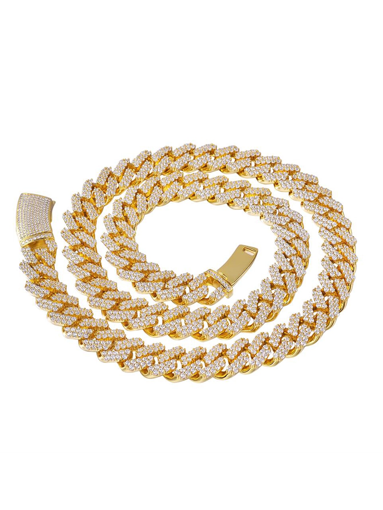 14k Gold Plated/White Gold  Full Iced Out Miami Cuban Link Chain