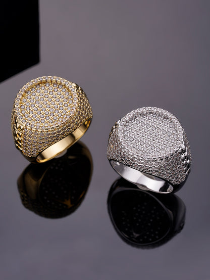 Iced Out  Diamond 14K Gold Plated Punk Rock  Ring