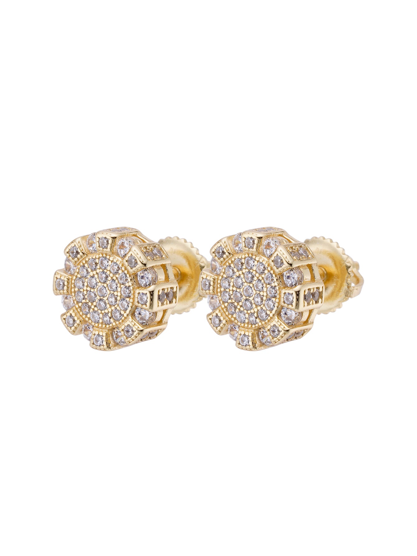 White Gold Plated Flower Cluster Stud Earrings