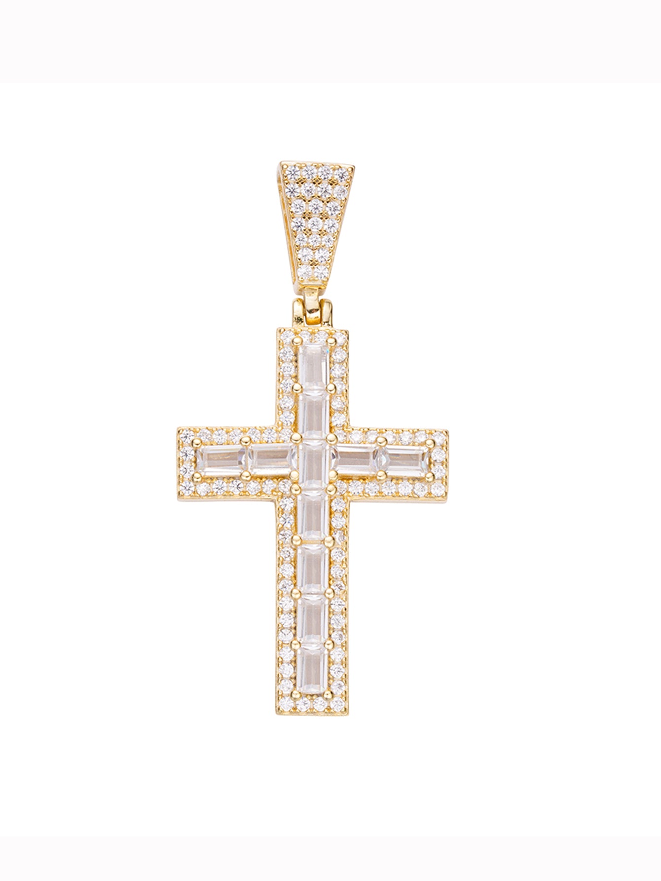 Cross Pendant Charm Iced Out Moissanite