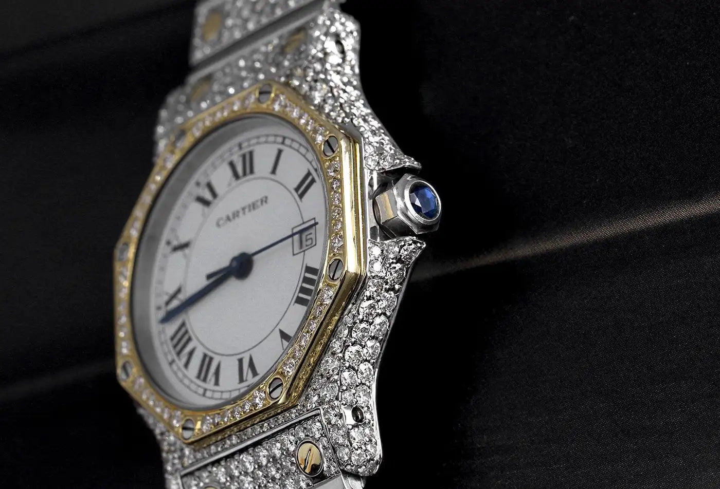 Cartier Santos Octagon 18k Gold and Steel Automatic Ladies Diamond Watch