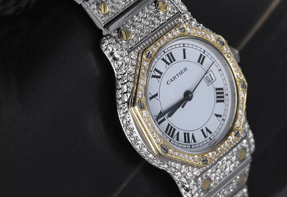 Cartier Santos Octagon 18k Gold and Steel Automatic Ladies Diamond Watch