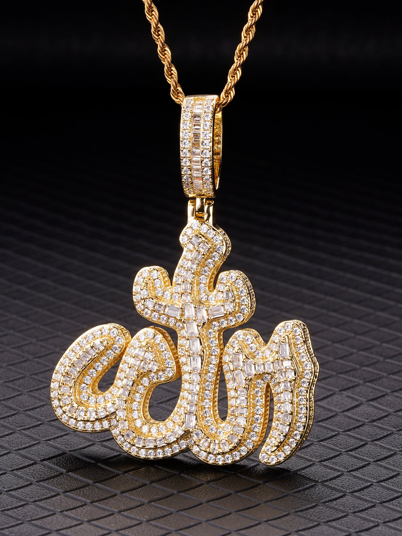 18K  Iced Out  Gold Religion Pendant