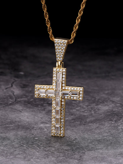 Cross Pendant Charm Iced Out Moissanite