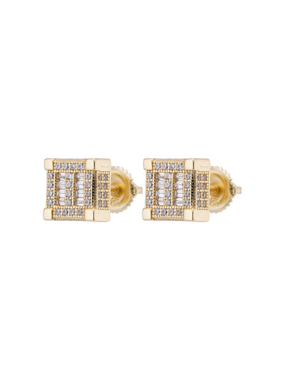 Iced out 14k Gold Stud Earrings