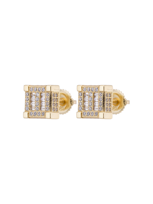 Iced out 14k Gold Stud Earrings