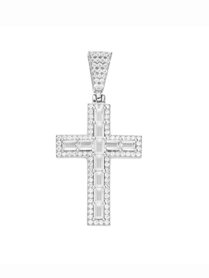 Cross Pendant Charm Iced Out Moissanite