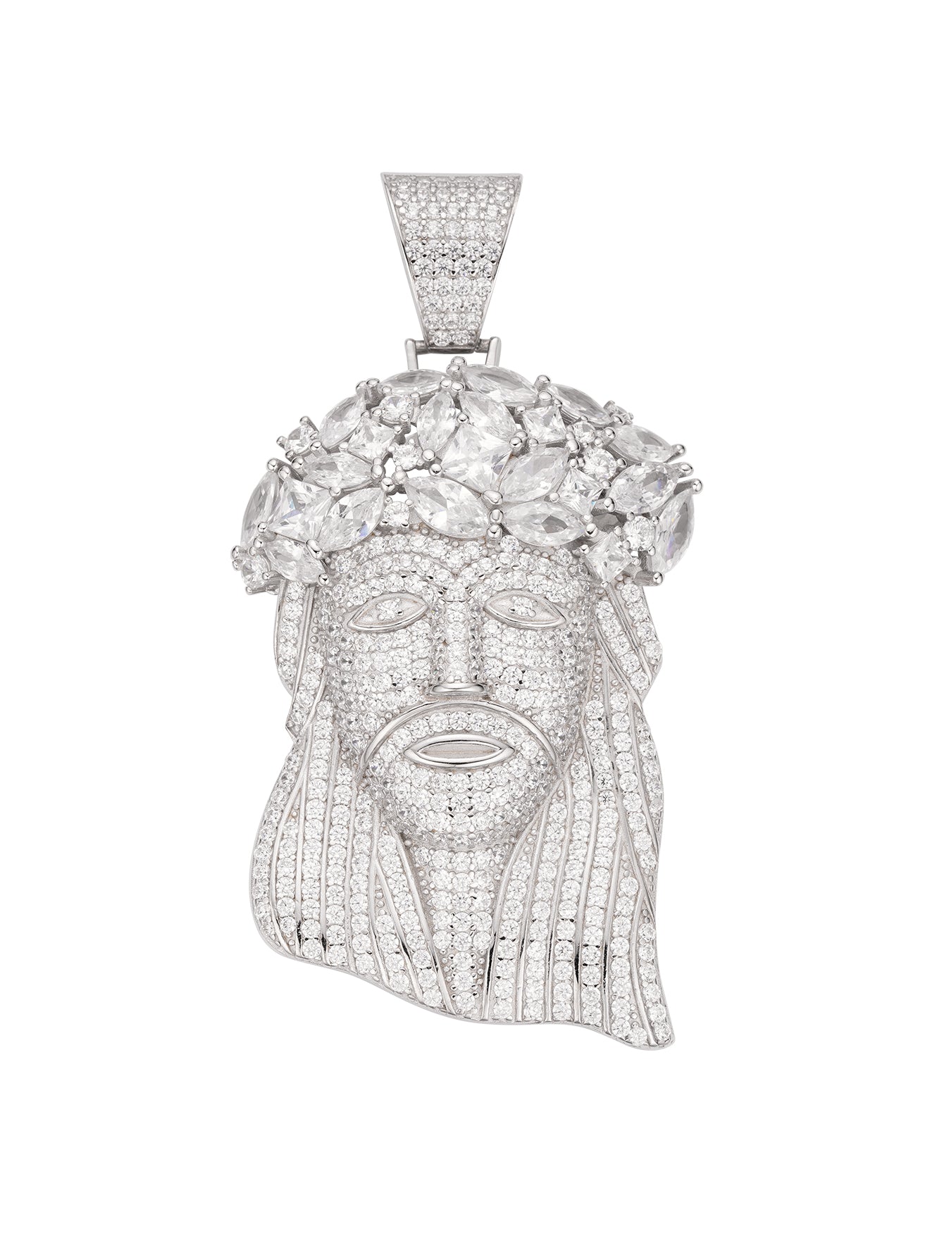 Iced Out Diamond Crown Jesus Piece Pendant