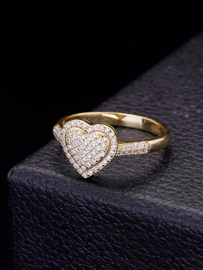 Pavé-Set Cubic Zirconia Heart Promise Ring