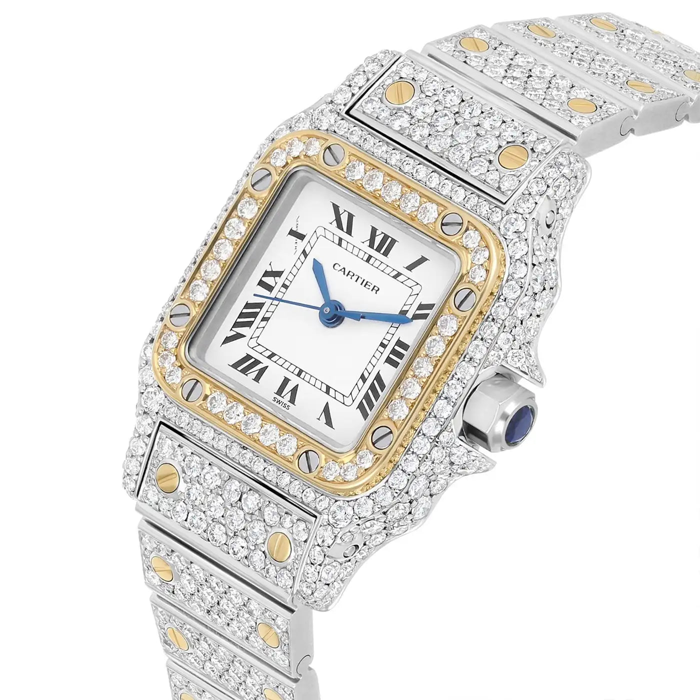 Cartier Santos Stainless Steel & 18K Yellow Gold Automatic Ladies Watch