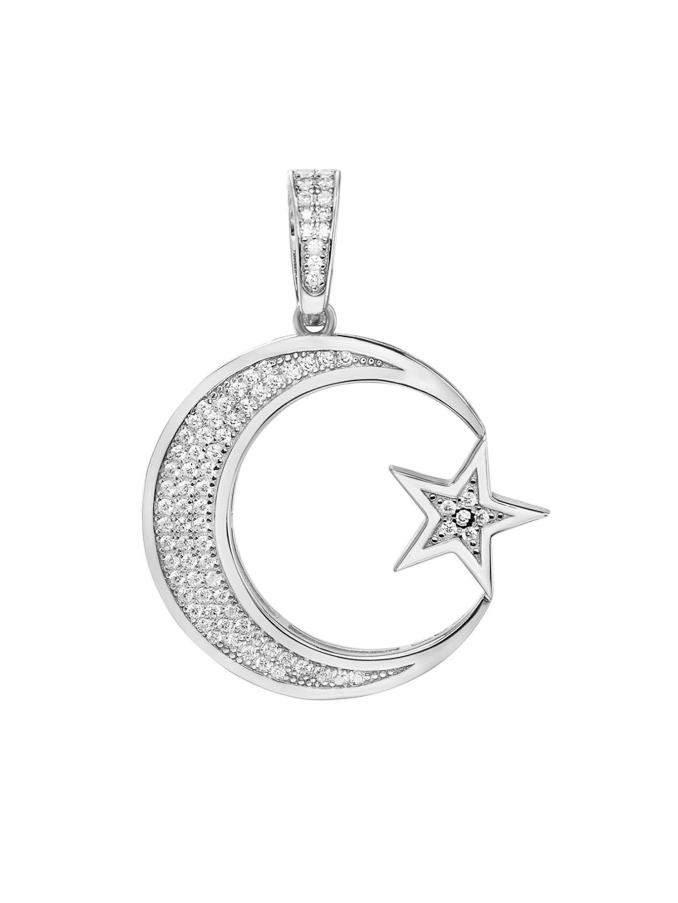 Moon Star Pendant Iced Out Diamond Pendant