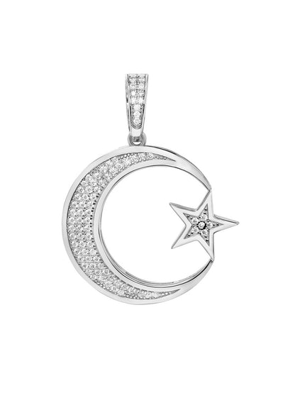 Moon Star Pendant Iced Out Diamond Pendant