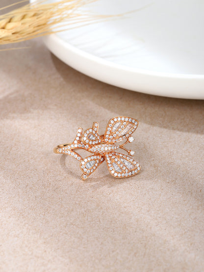 High-Quality 18K Gold Ring, Butterfly