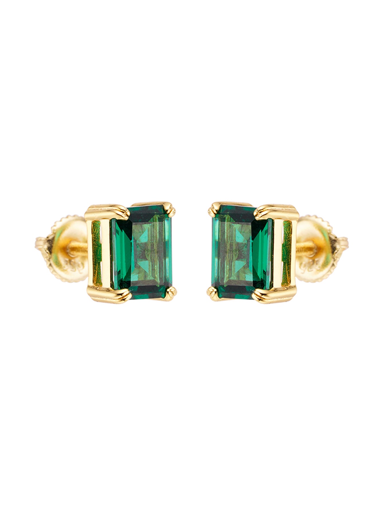 Emerald Cut Cubic Zirconia Diamond Stud Earrings