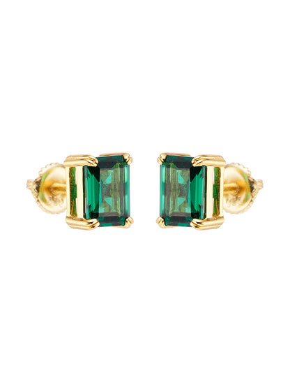 Emerald Cut Cubic Zirconia Diamond Stud Earrings