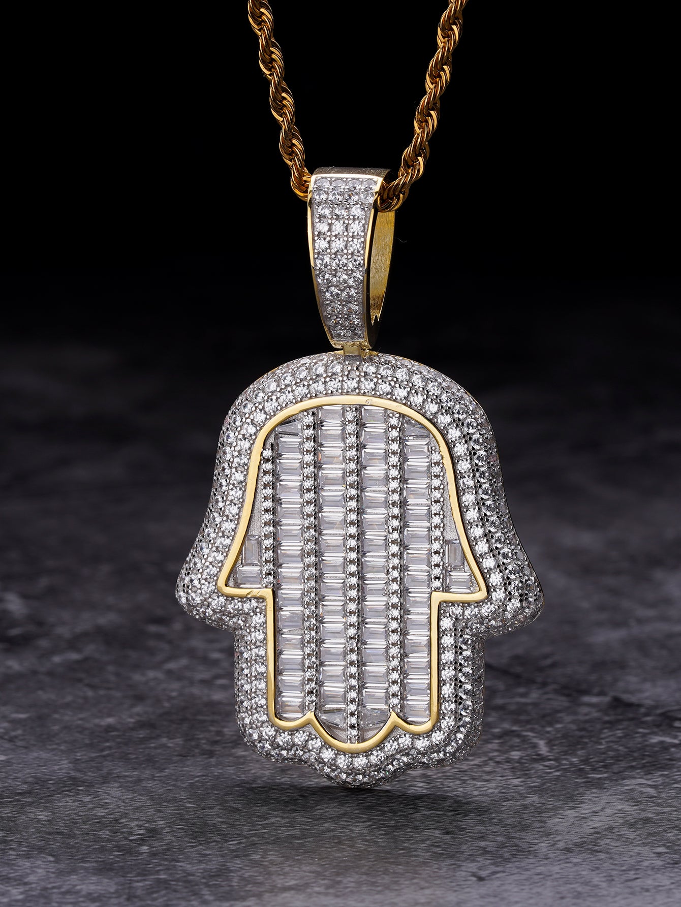 Iced Out hamsa Hands Pendant