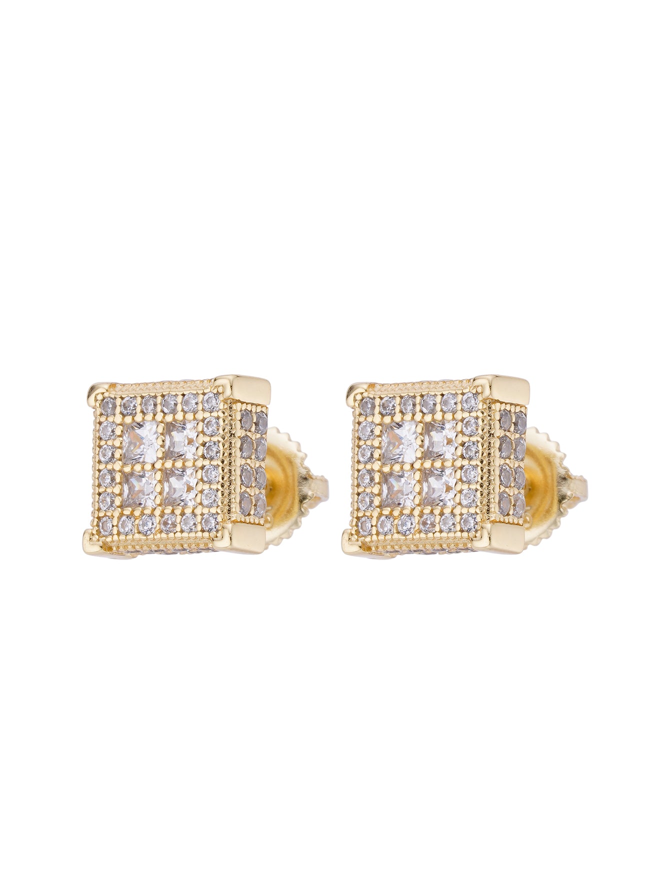 18K Gold Plated Iced Out Cubic Zirconia Stud Earring