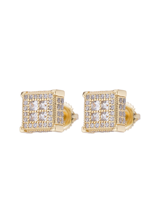 18K Gold Plated Iced Out Cubic Zirconia Stud Earring