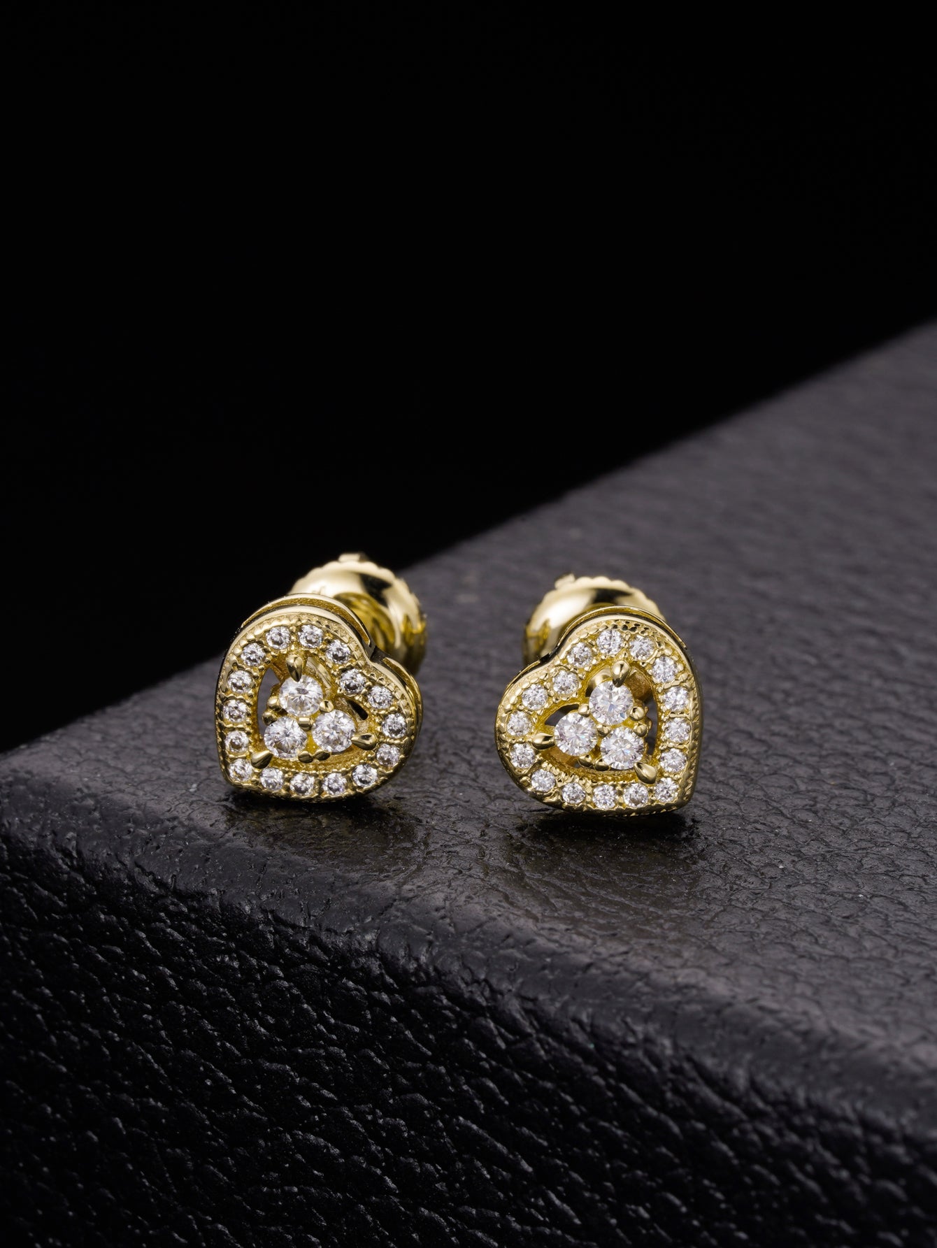 Moissanite  Diamond Heart Stud Earrings