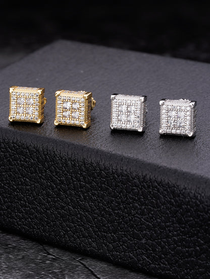 18K Gold Plated Iced Out Cubic Zirconia Stud Earring