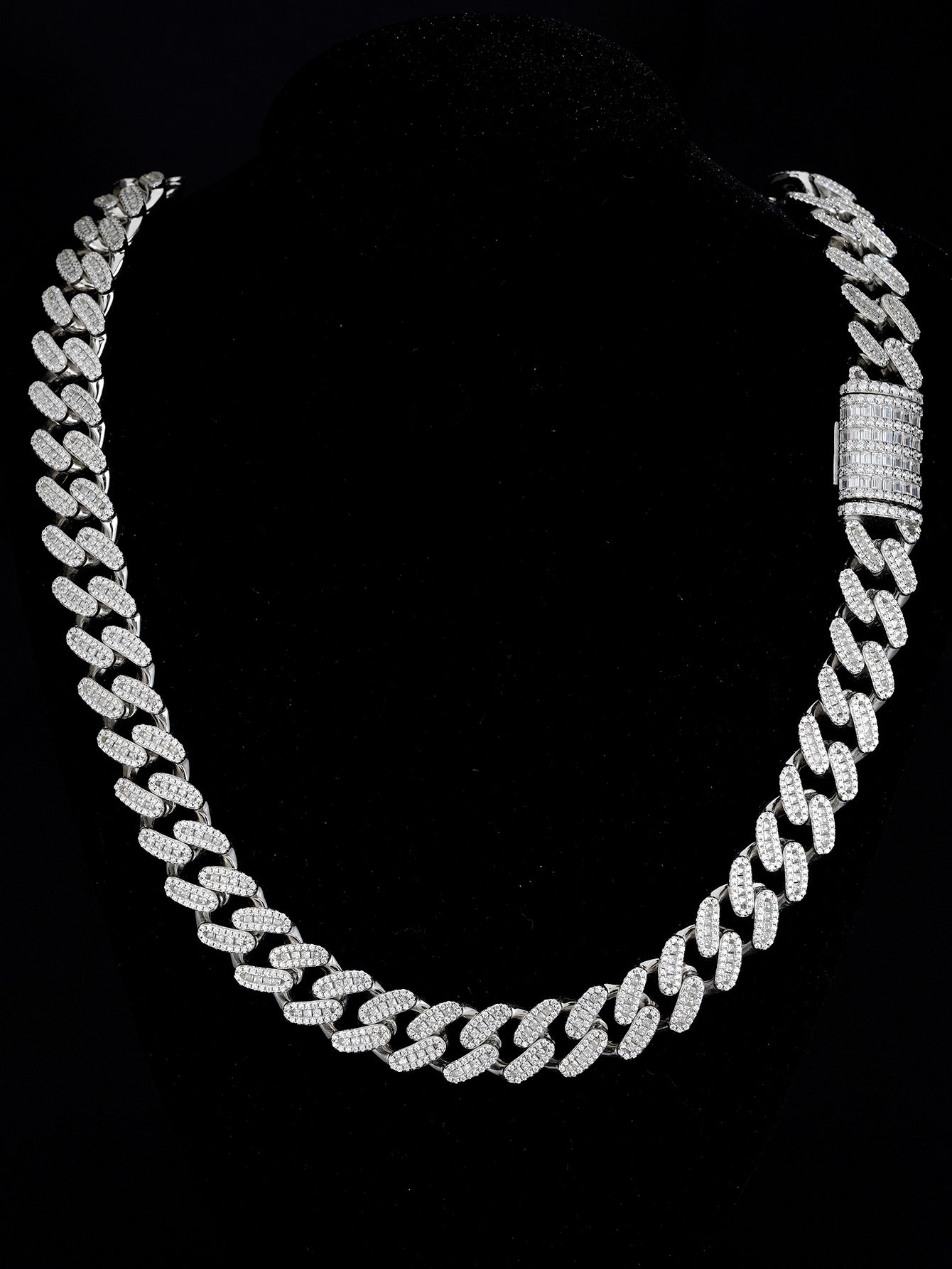 14mm Iced Out Cuban Link Chain White Gold Plated